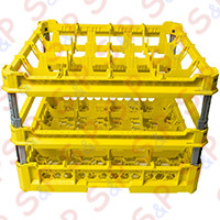 BASKET 50X50 GLASSES 4X4 PLACES KIT 4 HEIGHT 240-340mm YELLOW
