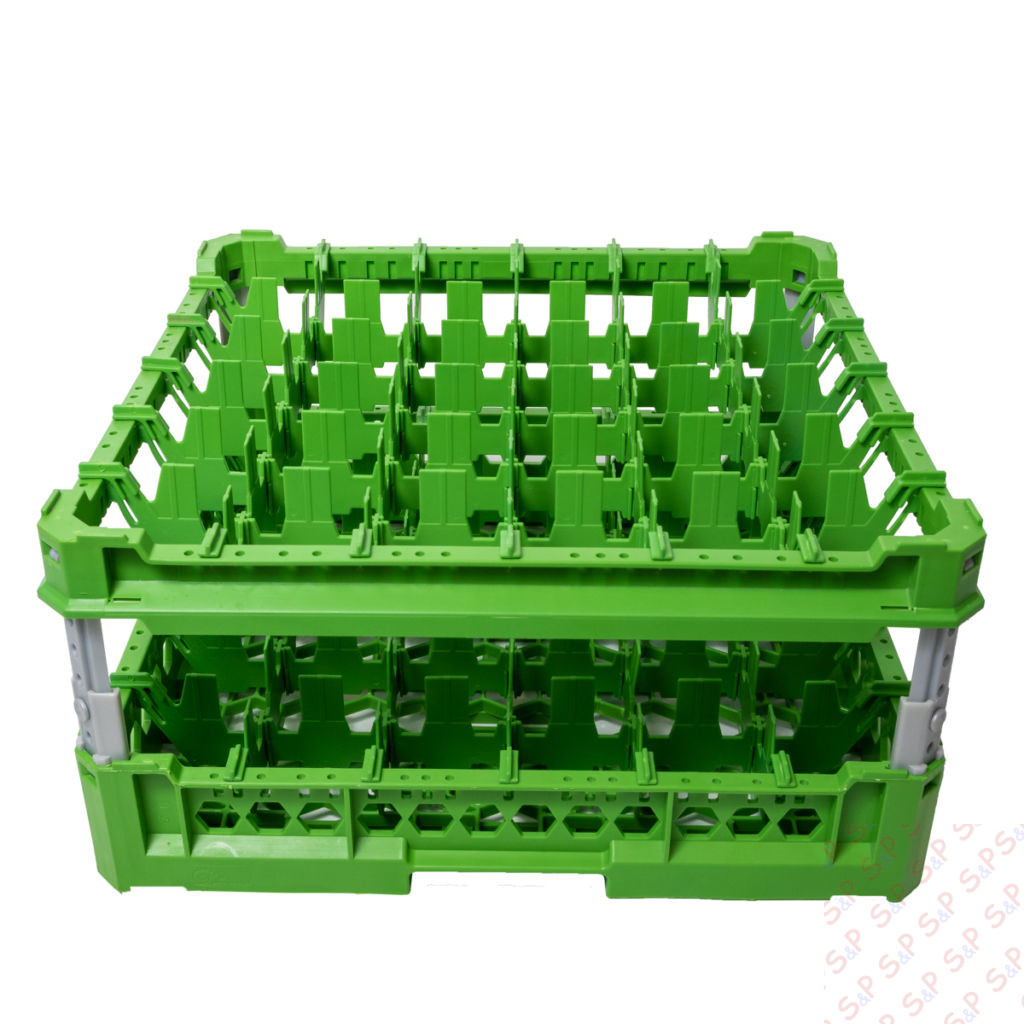 BASKET 50X50 GLASSES 6X6 PLACES KIT 3 HEIGHT 120-240mm GREEN