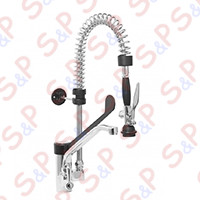 ONE HOLE PRE-RINSE UNIT MIXER WITH SWINGING SPOUT AND PLASTIC CLINICAL LEVER MINI VERSION