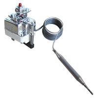 TERMOSTATO 125°C MONOFASE SICUREZZA  230V 1NC 16 A - SENSORE Ø 6X77mm CAPILLARE 870mm