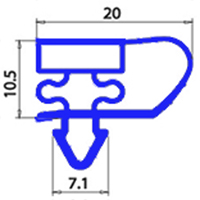 MAGNETIC SNAP IN GASKET 420X710mm YY22 O.D.
