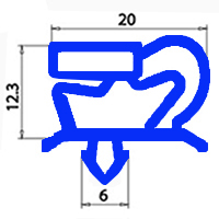 MAGNETIC SNAP IN GASKET INT.390X1084mm EXT.401X1095mm QQ1 GREY