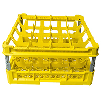 BASKET 50X50 GLASSES 4X4 PLACES KIT 3 HEIGHT 120-240mm YELLOW