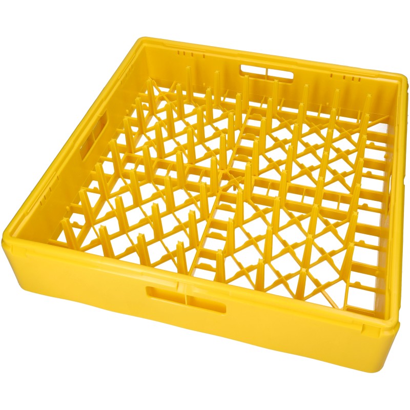 "CESTO; GIALLO; 18 PIATTI PIANI Ø MAX 240MM; 500X500X105MM"