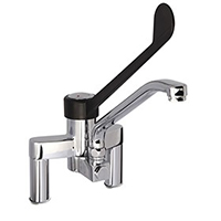 TWO HOLES MIXER WITH SWINGING SPOUT AND CLINICAL LEVER