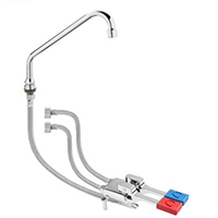 KIT MISCELATORE DOPPIO PEDALE A PAVIMENTO CON BOCCA EROGAZIONE GIREVOLE 180 mm
